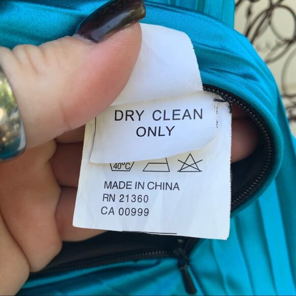 Y2K Mori Lee beaded sequin halter prom dress maxi gown teal black 5/6 - Picture 12 of 13